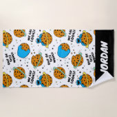 セサミストリート | Cookieモンスター |名前の追加 ビーチタオル (正面)