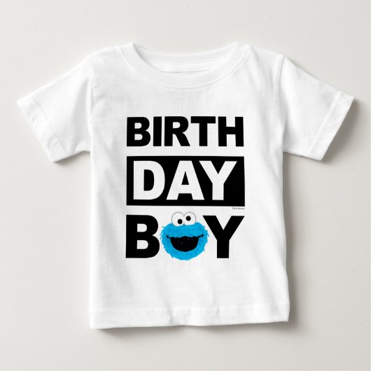 セサミストリート | Cookie Monster -誕生日ボーイベビー ベビーTシャツ (正面)