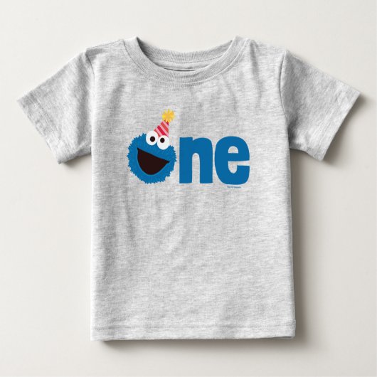 セサミストリート | Cookie Monster One最初の誕生日 ベビーTシャツ (正面)