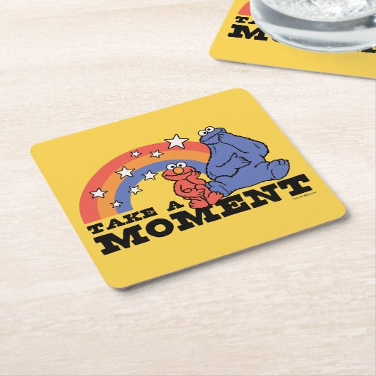 セサミストリート | ElmoとCookieに時間がかかる スクエアペーパーコースター (アングル)