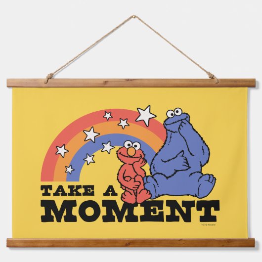 セサミストリート | ElmoとCookieに時間がかかる 吊り下げ型タペストリー (正面)