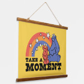 セサミストリート | ElmoとCookieに時間がかかる 吊り下げ型タペストリー (傾斜あり)