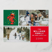 セサミストリート | Elmoファミリーフォトホリデー 箔シーズンカード (正面)