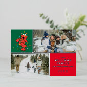 セサミストリート | Elmoファミリーフォトホリデー 箔シーズンカード (立ち正面)