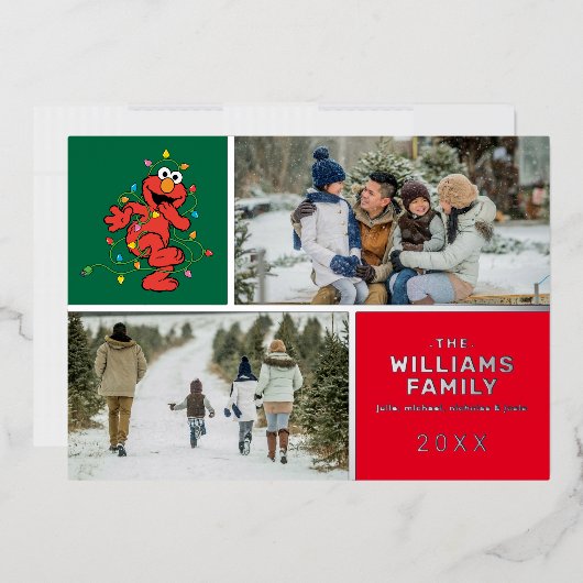 セサミストリート | Elmoファミリーフォトホリデー 箔シーズンカード (封筒)