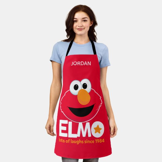 セサミストリート | Elmo多くの笑いあなたの名前を追加 エプロン (着用した状態)