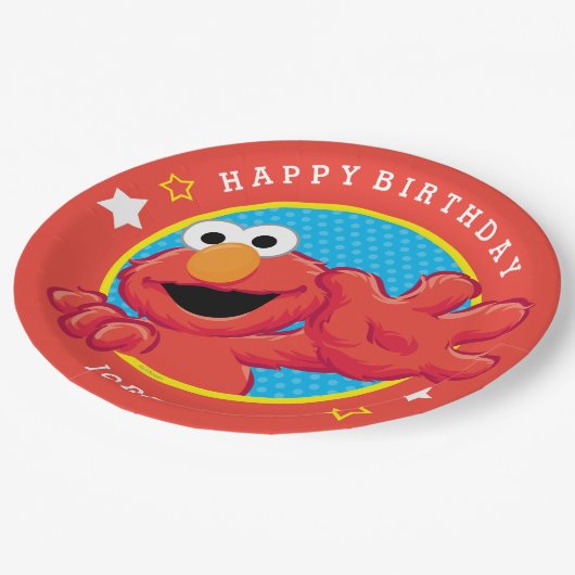 セサミストリート| Elmo -水玉模様及び星の誕生日 ペーパープレート (アングル)