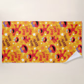 セサミストリート | Elmo Ha!はっ！はっ！パターン ビーチタオル (正面)