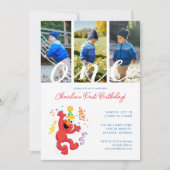 セサミストリート | Elmo - Rainbow 1st Birthday写真 招待状 (正面)