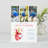 セサミストリート | Elmo - Rainbow 1st Birthday写真 招待状 (スタンド正面)
