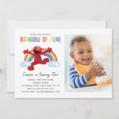 セサミストリート- Elmo Rainbow ofおもしろい誕生日写真 招待状 (正面)