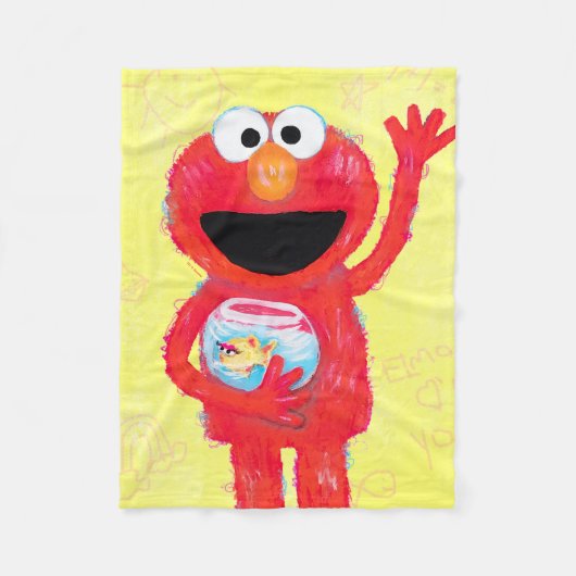 セサミストリート | Elmo with Goldfish フリースブランケット (正面)