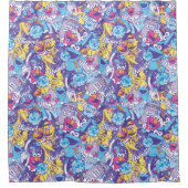 セサミストリート| Groovyダンスパターン シャワーカーテン (正面)