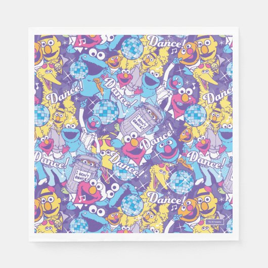 セサミストリート | Groovyダンスパターン スタンダードランチョンナプキン (正面)