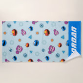 セサミストリート | Mecha Builder顔 |名前の追加 ビーチタオル (正面)