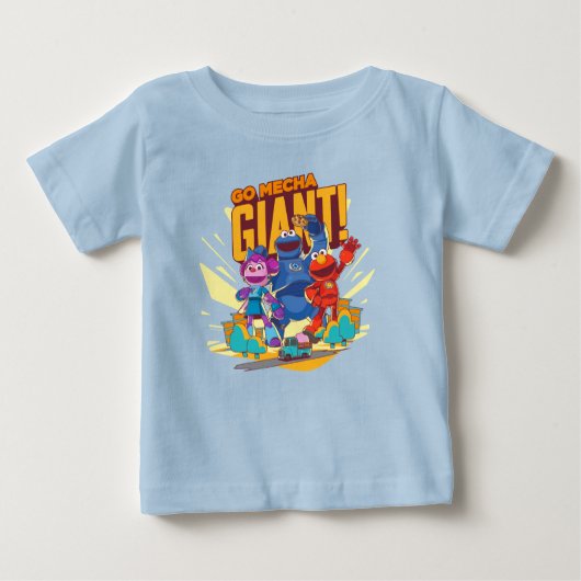 セサミストリート | Mecha Builders Go Mecha Giant! ベビーTシャツ (正面)