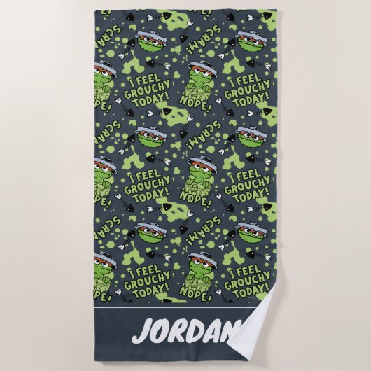 セサミストリート | Oscar the Grouch |名前の追加 ビーチタオル (正面)