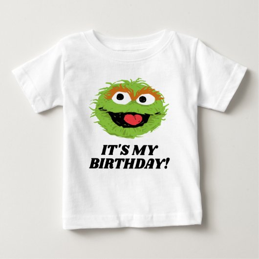 セサミストリート | Oscar the Grouch It's My誕生日 ベビーTシャツ (正面)
