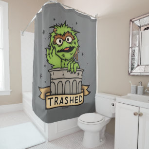 セサミストリート Oscar the Grouch Trashed シャワーカーテン
