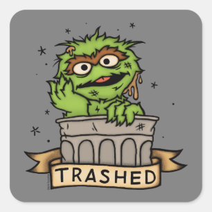 セサミストリート Oscar the Grouch Trashed スクエアシール