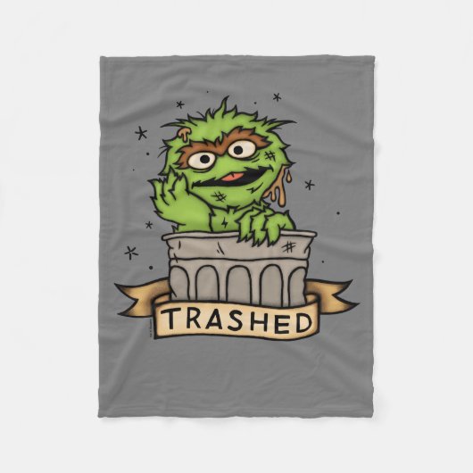 セサミストリート | Oscar the Grouch Trashed フリースブランケット (正面)