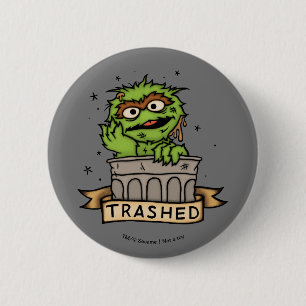 セサミストリート   Oscar the Grouch Trashed 缶バッジ
