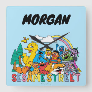 セサミストリート   Rainbow  名前の追加 スクエア壁時計
