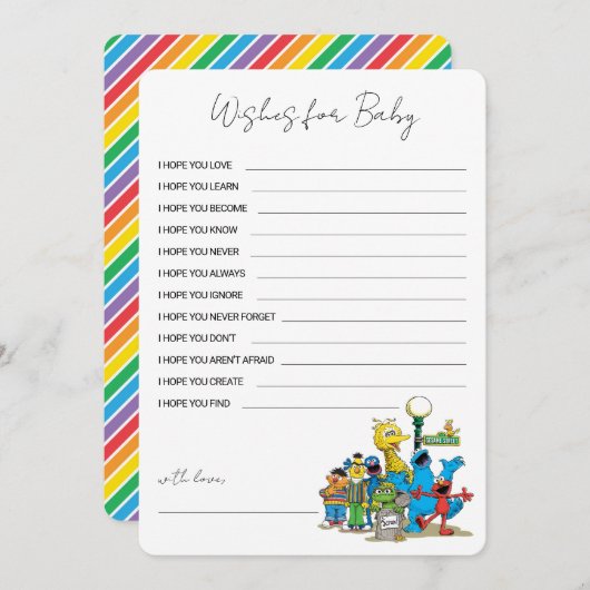 セサミストリートpals赤ちゃんシャワーの願いベビー ノートカード (正面/裏面)