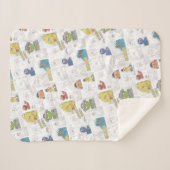 セサミストリートVintageの漫画パターン シェルパブランケット (正面(横))