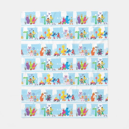 セサミパルス歩く沿いのセサミストリート フリースブランケット (正面)