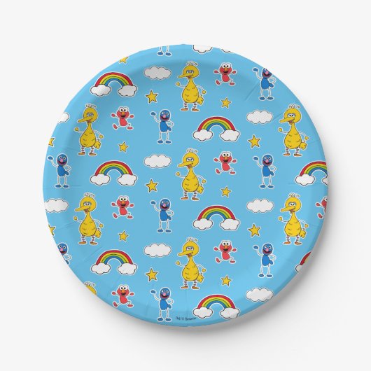 セサミパルズレインボードレー模様 ペーパープレート (正面)