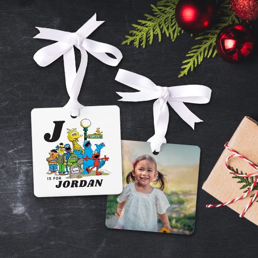 セサミパルズ |名パーソナライズされた前(写真付き) メタルオーナメント