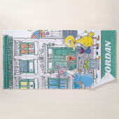 セサミ・パルズ・ドードリーの図 ビーチタオル (正面)