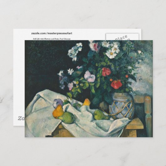 セザンヌスチルライフフラワーアンドフルーツファインアート ポストカード (正面/裏面)