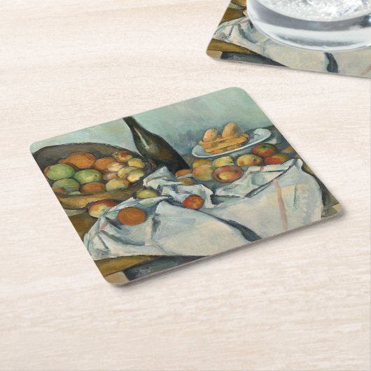 セザンヌバスケットりんご印象派アート スクエアペーパーコースター (アングル)