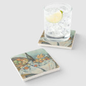 セザンヌバスケットりんご印象派アート ストーンコースター (横)