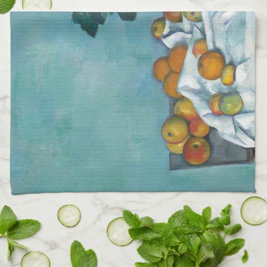 セザンヌポスト印象派スチルライフの花と キッチンタオル (折り畳み)