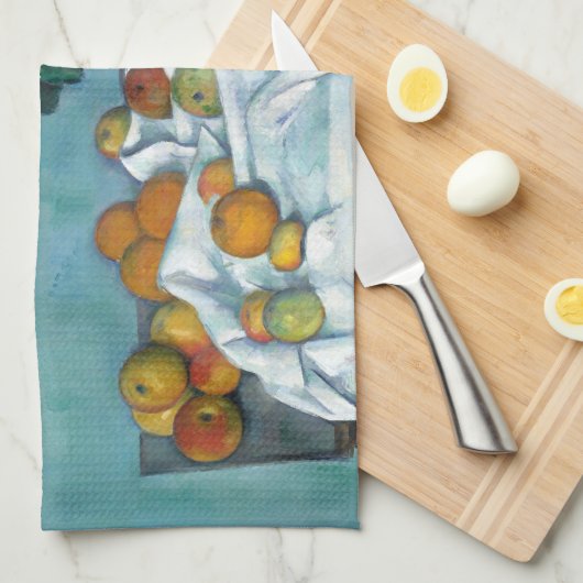 セザンヌポスト印象派スチルライフの花と キッチンタオル (四つ折り)