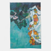 セザンヌポスト印象派スチルライフの花と キッチンタオル (縦)