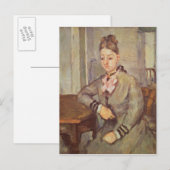 セザンヌ夫人がテーブルにもたれかかり， 1873年～77年 ポストカード (正面/裏面)