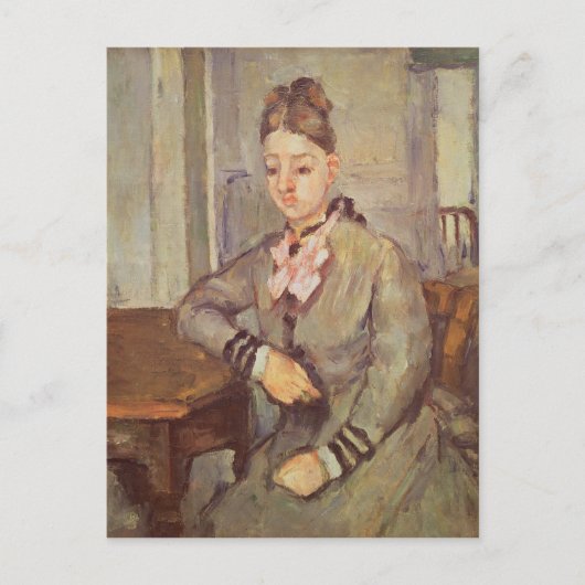 セザンヌ夫人がテーブルにもたれかかり， 1873年～77年 ポストカード (正面)