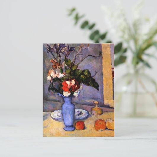 セザンヌ絵画の青い花瓶アートの静物時代 ポストカード (スタンド正面)