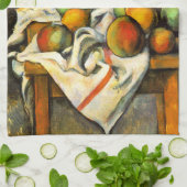 セザンヌ著ショウガの瓶そしてフルーツ キッチンタオル (折り畳み)