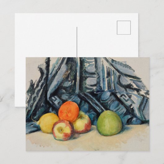 セザンヌ りんごと布 伝統的な静物画アート ポストカード (正面/裏面)