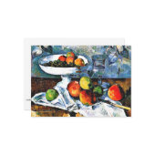 セザンヌ – コンポート、ガラス、リンゴ カード (正面/裏面インサイチュ)