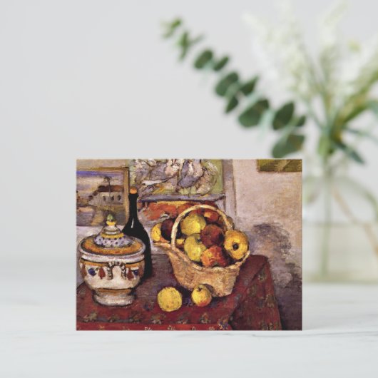 セザンヌ – スティルライフとスープを一緒に ポストカード (スタンド正面)