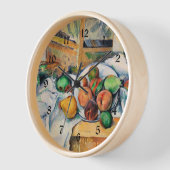 セザンヌ – テーブルの角、有名絵画な部屋。 壁時計 (傾斜)