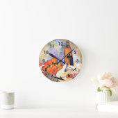 セザンヌ-ボトルとリンゴの静物詩 ラウンド壁時計 (ホーム)