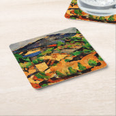 セザンヌ – レスタケから見た山々 スクエアペーパーコースター (アングル)