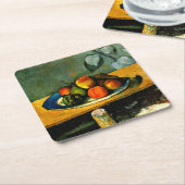 セザンヌ – 桃、梨、ぶどう スクエアペーパーコースター (アングル)